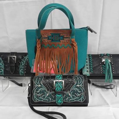 Montana West Western Handbag & Wallet Group (Black & Turquoise)