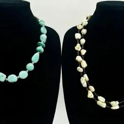 Turquoise Beaded 925 Necklace & Howlite 925 Necklace 