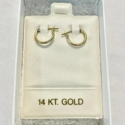 14K Gold Miniature Hoop Earrings (weighs less than a gram) 1/2”