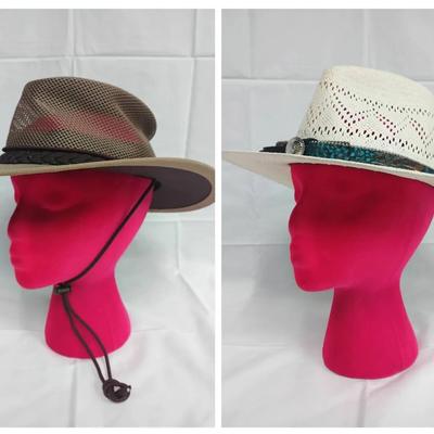 Stetson Mesh Safari Hat (Size M) & Black Creek Palm Straw Western Hat