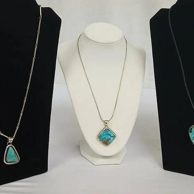 Sterling Necklaces With Gem Stones & Earrings