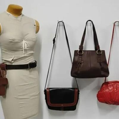 Lot of 5 Genuine Leather Items - Vintage Bags, Belt & Holster (Bally & More)