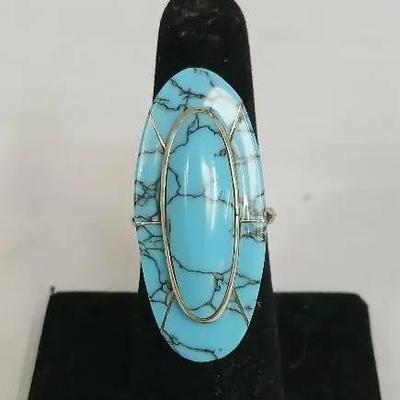 Native American Sterling & Turquoise Ring Size 7