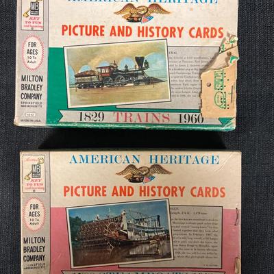 327: American Heritage Picture & History Cards – Trains & Steamboats (2 Box Lot)