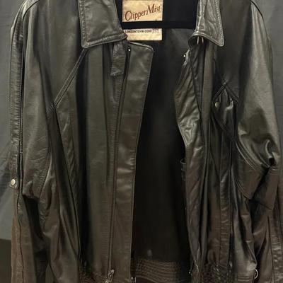 407: Clipper Mist Men’s Black Leather Jacket Londontown Corp Zip Front Vintage Style