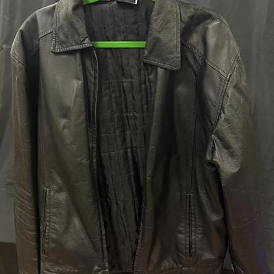 408: Men’s Black Genuine Leather Jacket – Quilted Lined – Zip Front – Classic Style