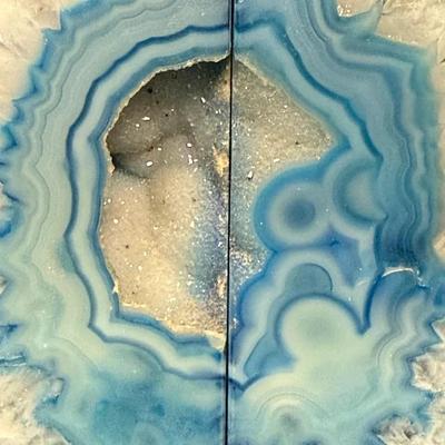 526: Blue Brazilian Agate Bookends