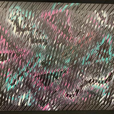 544: Large Signed Abstract Artwork by Don Weber – 36” x 48”, Dated 1985