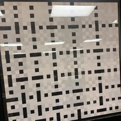 540: Signed Abstract Geometric Artwork by Don Weber – Black & White, 40" x 40"