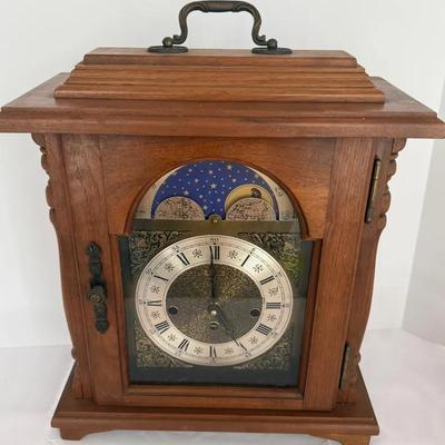 Walnut Moon Phase Mantle Clock With Chime