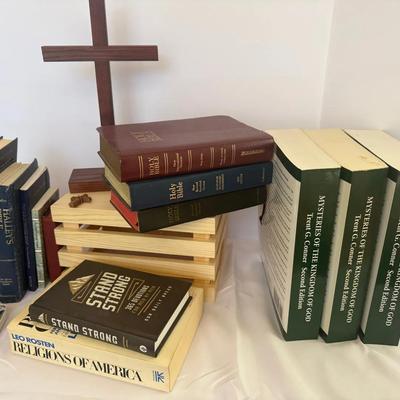 Bibles, Books On Religion And Crosses