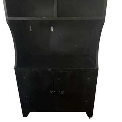 Black Wood Shelf With Storage Cabinet