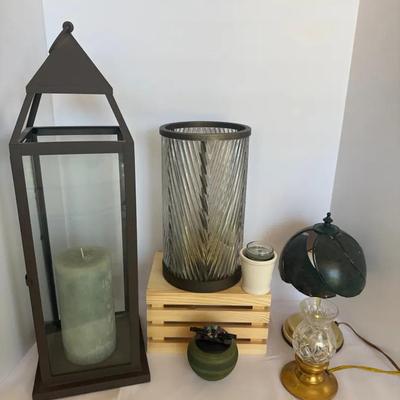 Mixed Variety Candleholders And Lamp
