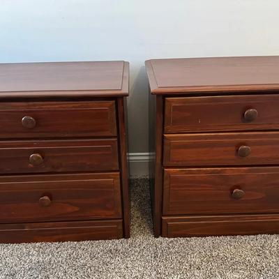 Pair of three drawer nightstands