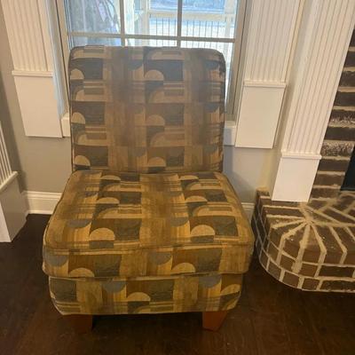 Set Of Two Upholtered Armless Accent Chairs