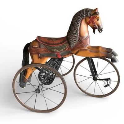 Antique Horse Velocipede (Tricycle) Wrought Iron And Wood - Shipping by a 3rd Party