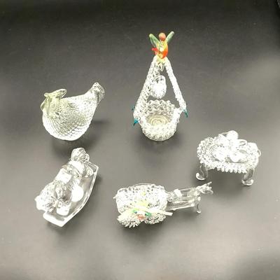 Five Piece Set Of Crystal Figurines 
