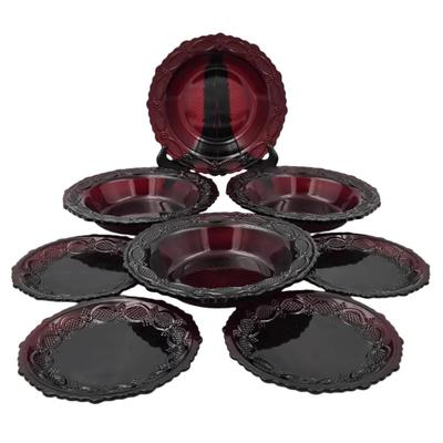 Vintage Avon Cape Cod Ruby Red 1876  Side Plates & Bowls