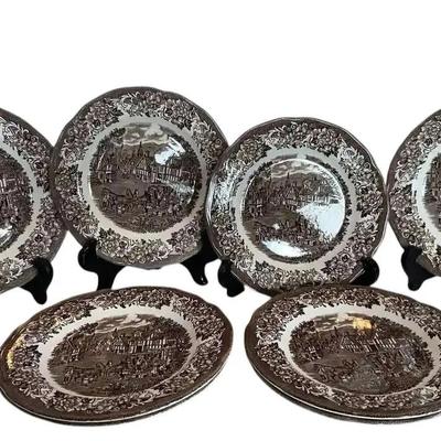 8 Royal Staffordshire Dessert Plates J&G Meakin (Stratford Stage)- 6.5" 