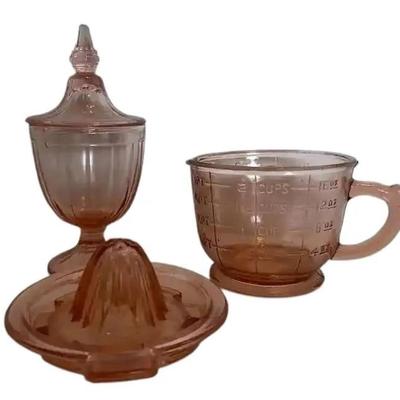 Pink Depression Glass Trio 