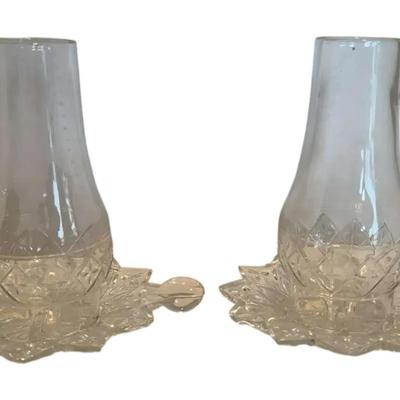 2 Federal Glass CO Hurricane Fairy Lamps 5” High