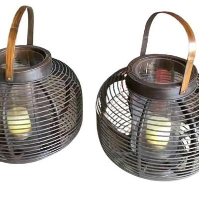 Two Bamboo Lanterns 15" High