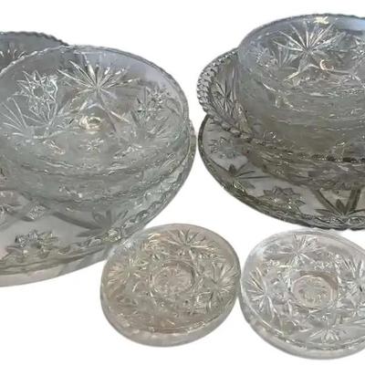 14 Piece Clear Glass Platters & bowls Galore 
