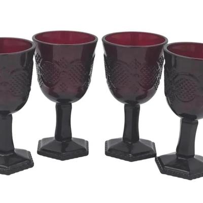 Avon Cape Cod Ruby Red Claret Wine Glasses