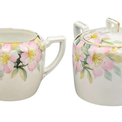Hand Painted Nippon Noritake Creamer And Sugar Bowl