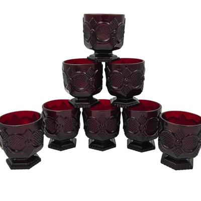 Avon Cape Cod Ruby Red Footed Pedestal Goblets