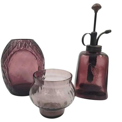 3 Vintage Amethyst Glass