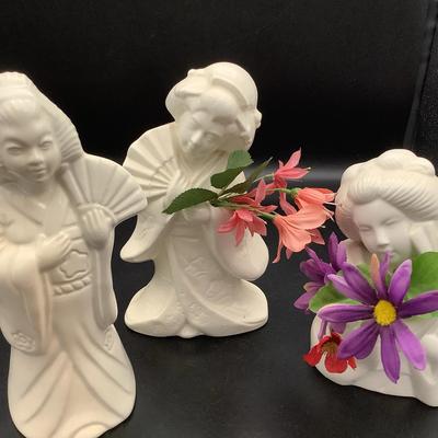 3 Vintage Benihana of Tokyo White Ceramic Tiki Mugs