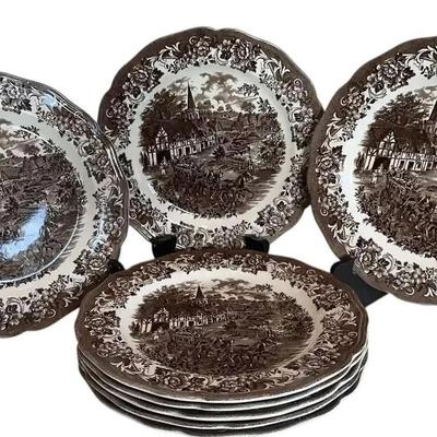 8 Royal Staffordshire Dinner Plates J&G Meakin  (Stratford Stage)-10.5"