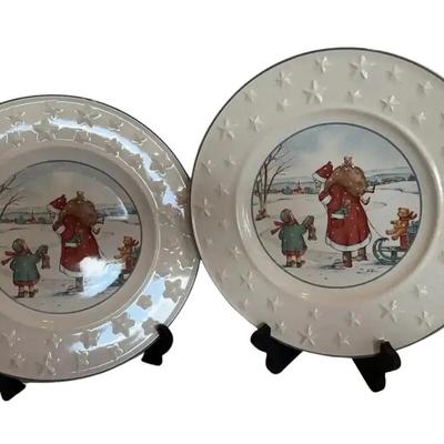 2 German Christmas Platters(13”) Winterzeist By R Lumm