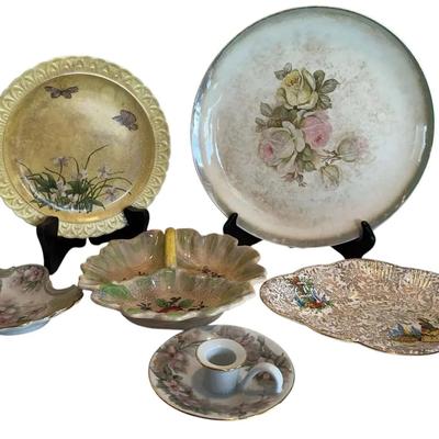 6 Vintage Dishes -England, Japan , Hand Painted 1879