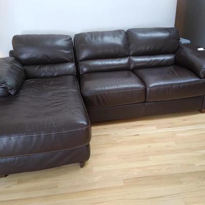 Brown sofa with chaise lounge