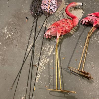 Yard Decorations Including Flamingos 