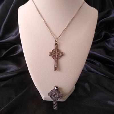 Two Sterling Silver 925 Irish Crosses necklaces