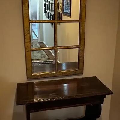 Arched Wall Mirror and Console Table with drawer (34”x16”x32”) & Mirror (25”x 47”)