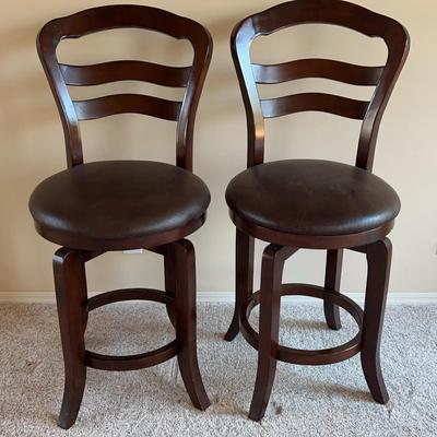 Two Solid Swivel Barstools From Hillsdale Furniture 43” H X 20” W Made in Vietnam