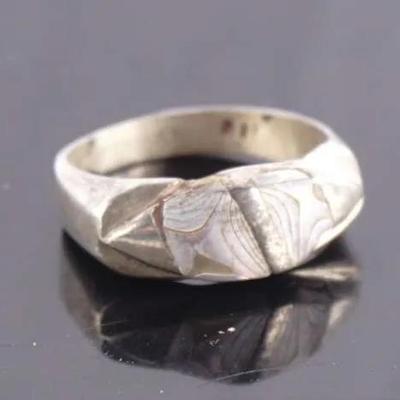 Vintage Sterling Silver Hypersthene Signet Ring, Size 7, Modernist Design (4.2g)
