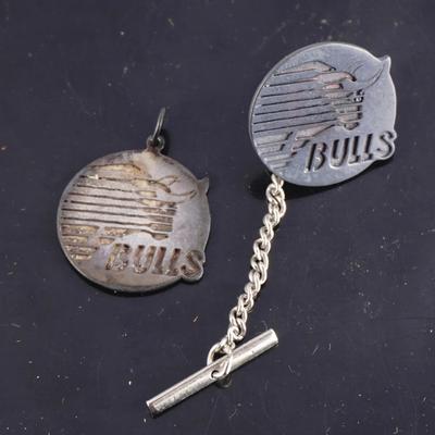 Sterling Silver Bull Pendant & Tie Pin Set - 8.7g Total Weight