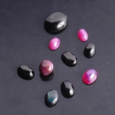 Loose Natural Gemstone Lot – Pink Star Sapphire & Labradorite Cabochons – Mixed Sizes, ~7.5 ctw (est