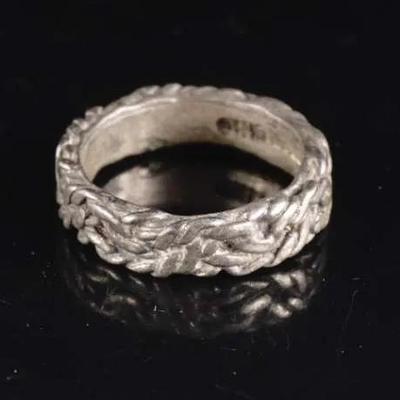Vintage Sterling Silver Braided Band Ring, Textured Design, Size 6 (5g)