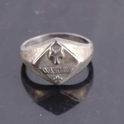 Vintage Cub Scout Sterling Silver Signet Ring, Fleur-de-Lis Emblem, Size 7 (4g)