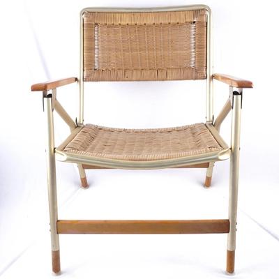 Vintage Mid Century Telescope Wicker & Aluminum Folding Armchair - 1960s/70s Retro Lawn Chair #3