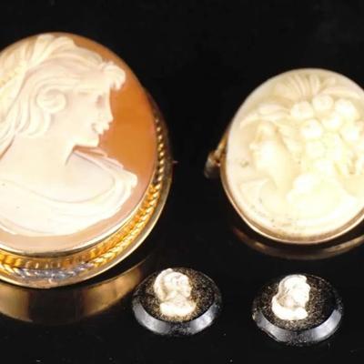 Vintage Van Dell Cameo Brooch Pendant Set - Includes Repair Brooch & Buttons