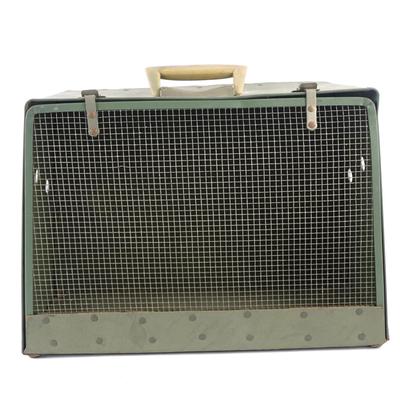 Vintage 1950s ALCO Pet Carrier - MCM Avocado Green - Bakelite Handle & Metal Vents