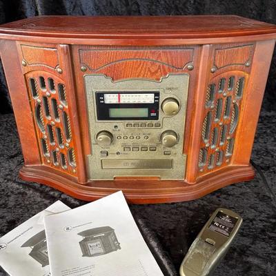 Retro All-in-One Wooden Music Station - Turntable, Cassette, CD & Digital Recorder