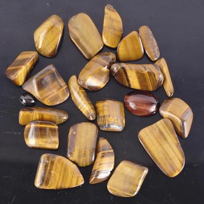 Natural Tiger's Eye Gemstone Lot: Polished & Shaped Cabochons